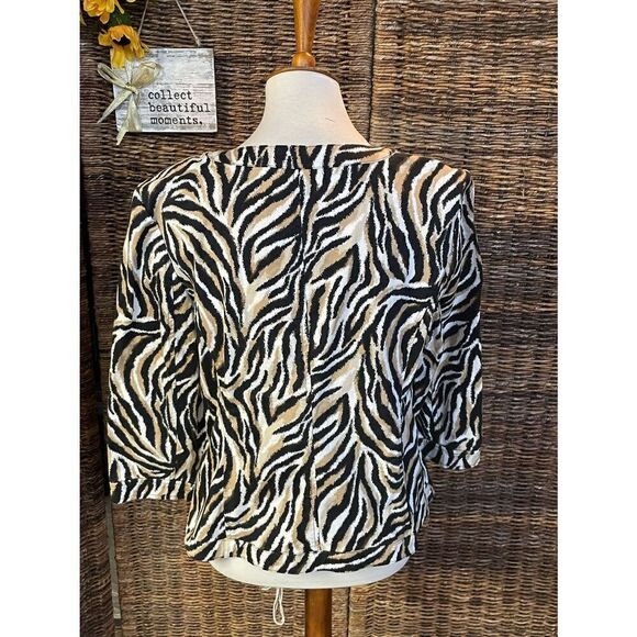 Charter Club Zebra Print Women’s Shacket-Style Jacket/Blazer Top/Gold Button Acc - Picture 6 of 11